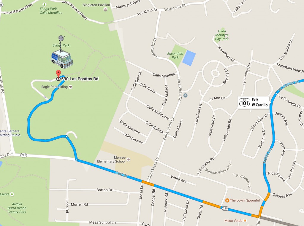 mendapatkan SBARC Taman Elings Field Day lokal: Ambil 101 untuk Carrillo dan barat daya menuju Mesa berbelok ke barat pada Cliff Dr., dan ikuti . Monrow SD hingga Elings jalan taman ditandai ada pintu, tapi tidak tanda mengikuti jalan tanah ke puncak bukit dan SBARC Rover PENASEHAT: ... tidak ada akses mengemudi ke gerbang utama Taman Elings lokal di Las Positas